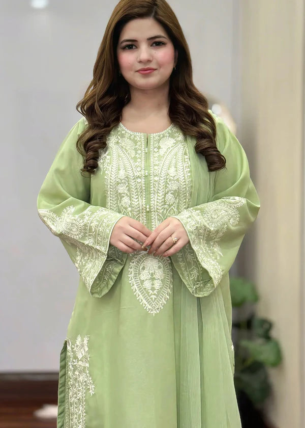 Pastel Green Embroidered 3-Piece Lawn Suit – Elegant Summer Collection