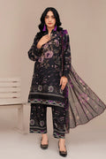 Black Floral Printed 3 Piece Summer Suit