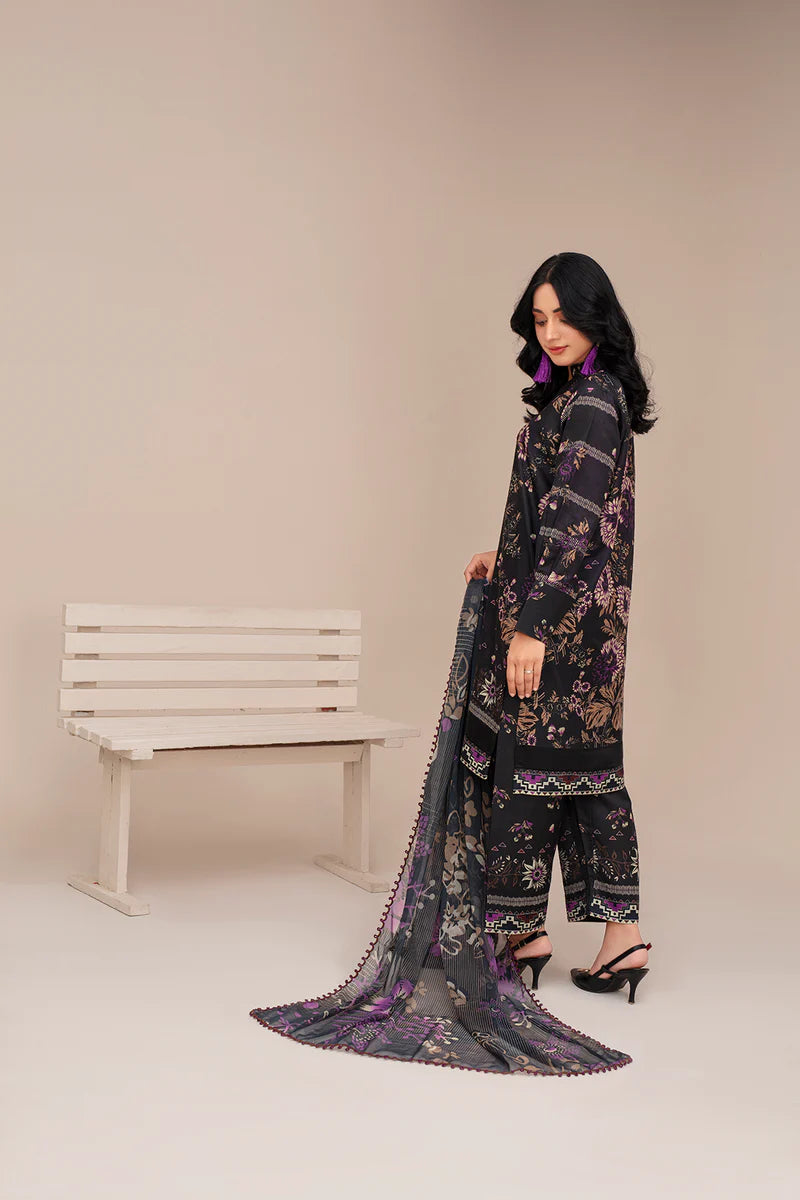 Black Floral Printed 3 Piece Summer Suit