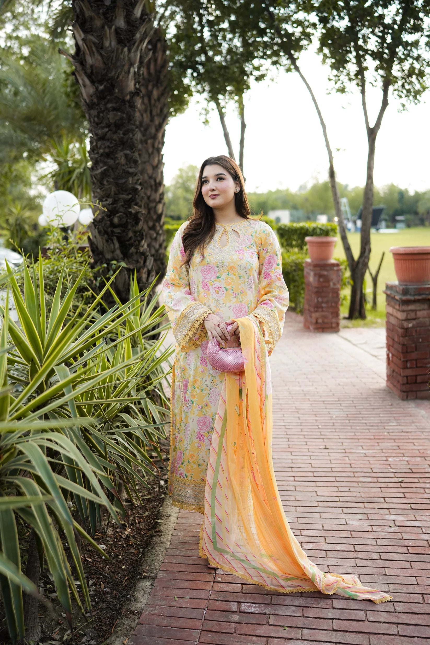 Stitched Lawn Emb Print Chiffon Duppata 3pc