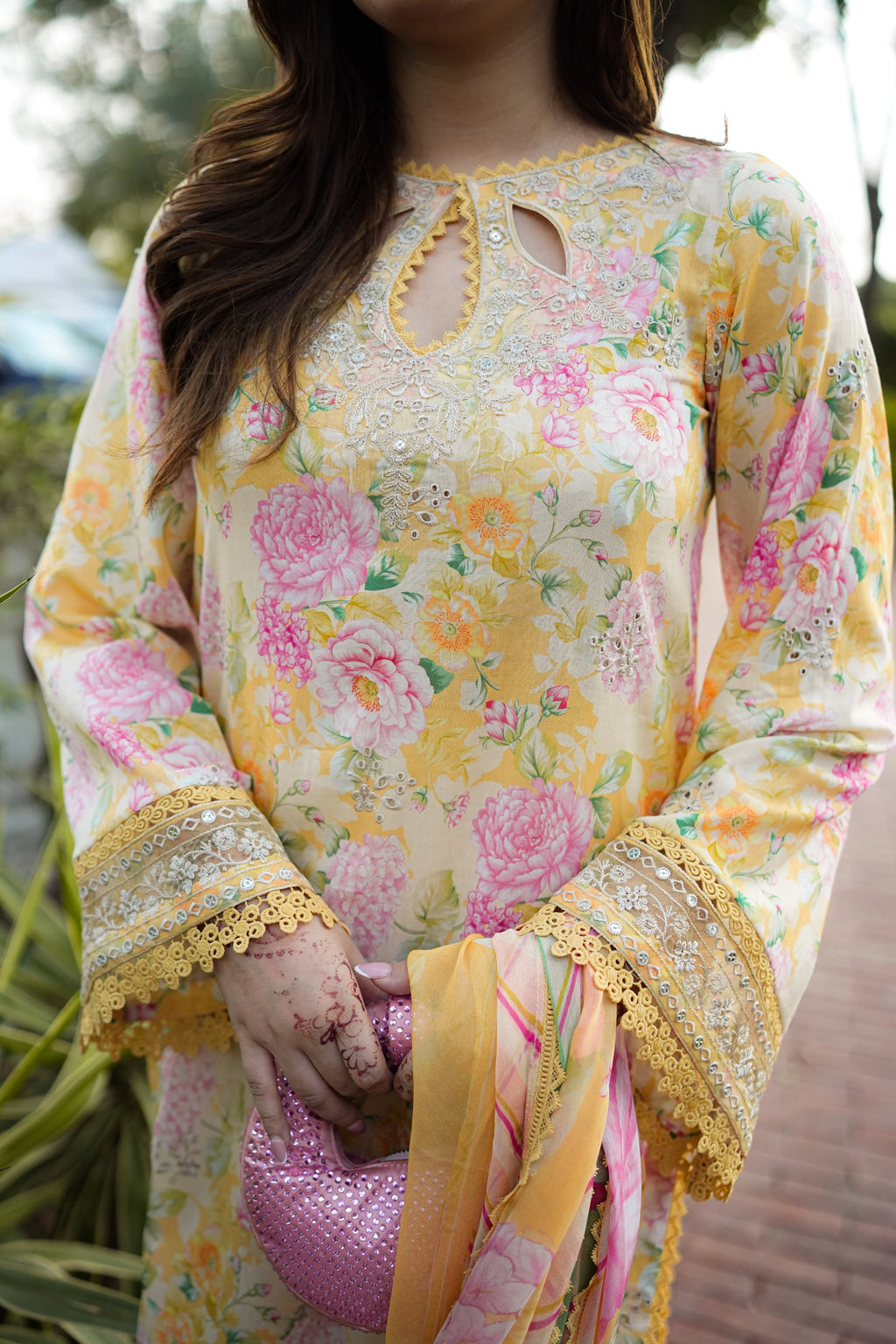 Stitched Lawn Emb Print Chiffon Duppata 3pc