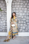 3PC Stitched Lawn Print Emb Shirt PRINT