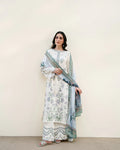 Ivory Floral Embroidered 3 Piece Summer Suit