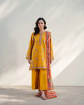 Mustard Embroidered 3 Piece Summer Suit