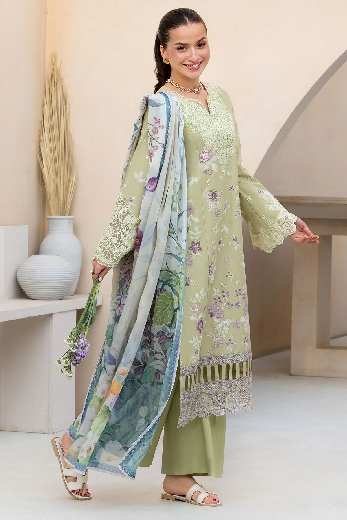 Pastel Green Embroidered 3-Piece Lawn Suit – Summer Collection
