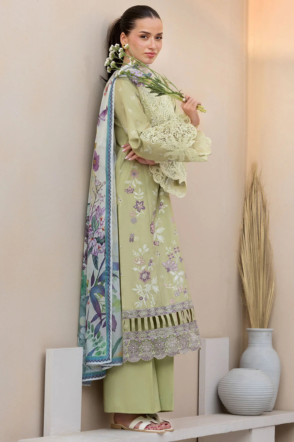Pastel Green Embroidered 3-Piece Lawn Suit – Summer Collection