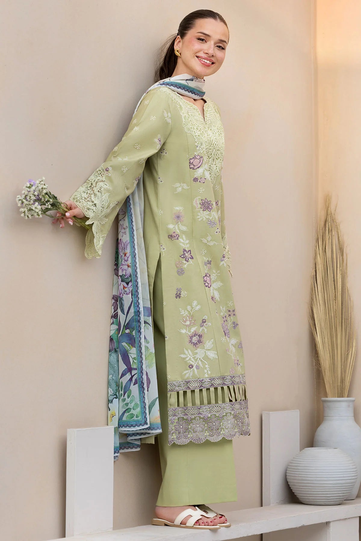 Pastel Green Embroidered 3-Piece Lawn Suit – Summer Collection
