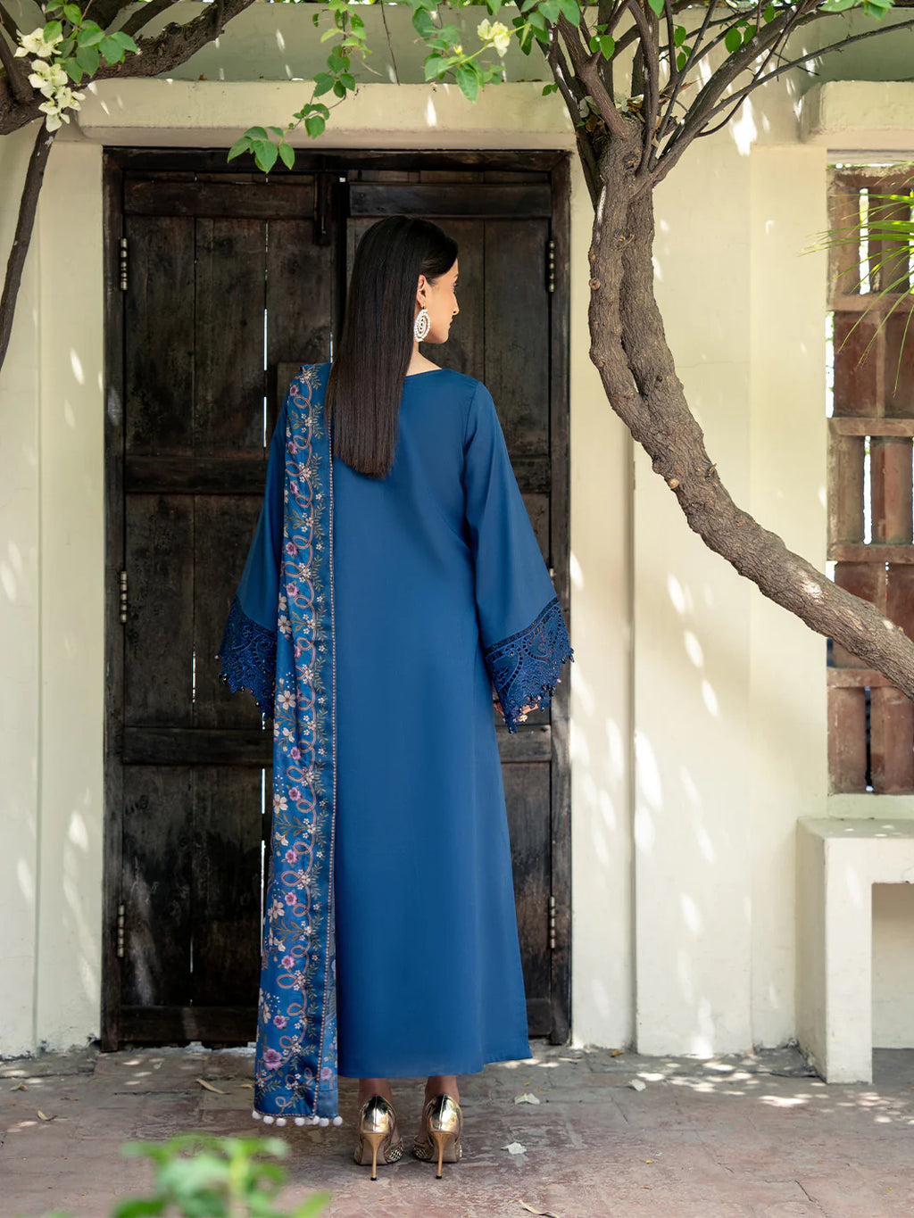 Royal Navy Blue Embroidered 3-Piece Summer Suit