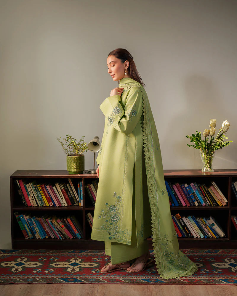 Pistachio Green Embroidered 3 Piece Summer Suit
