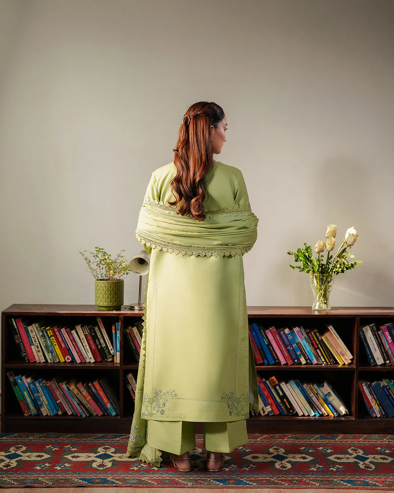 Pistachio Green Embroidered 3 Piece Summer Suit