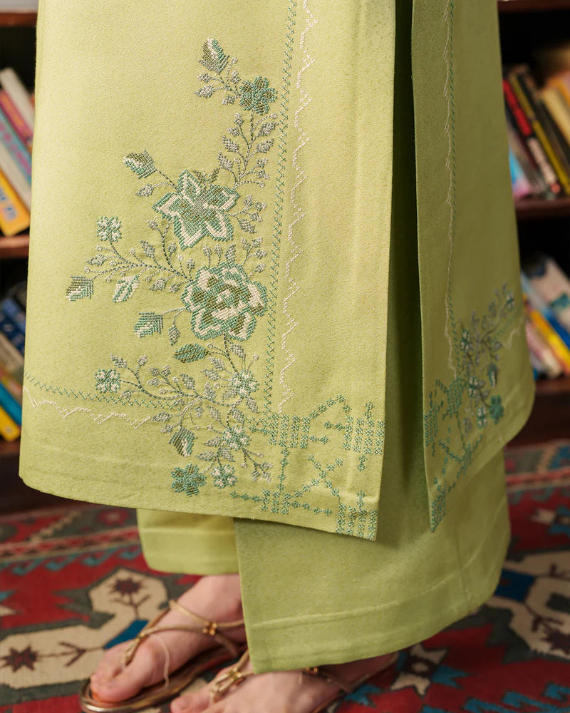 Pistachio Green Embroidered 3 Piece Summer Suit