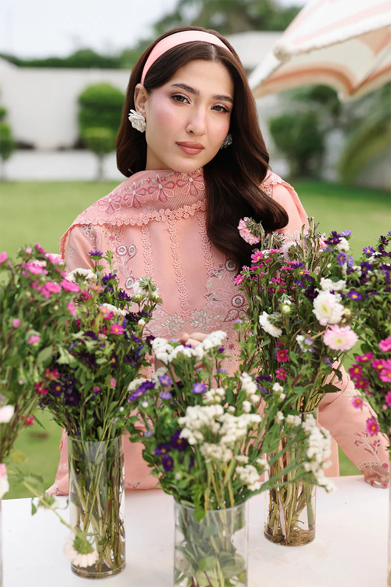 Peach Blossom Embroidered 3-Piece Summer Lawn Suit