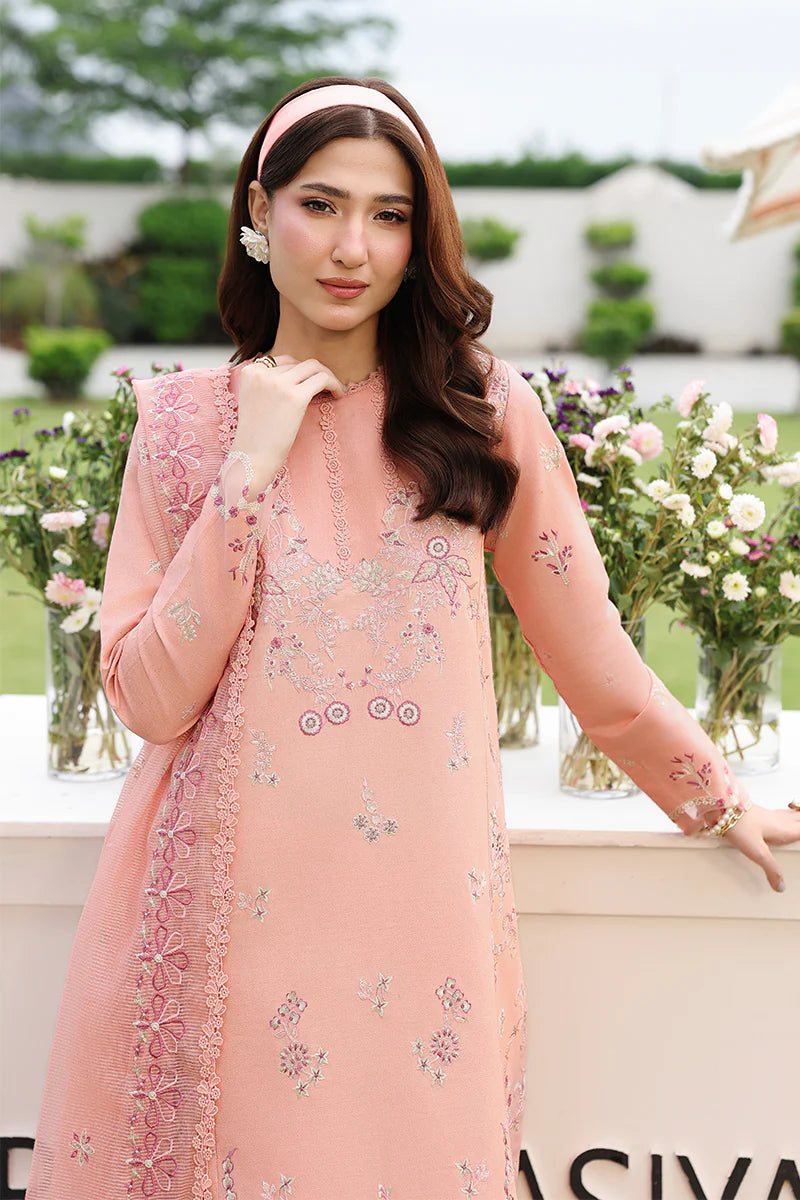 Peach Blossom Embroidered 3-Piece Summer Lawn Suit