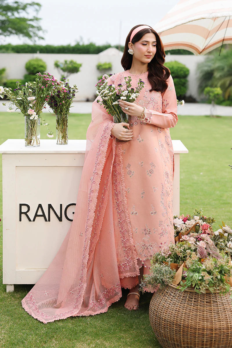 Peach Blossom Embroidered 3-Piece Summer Lawn Suit