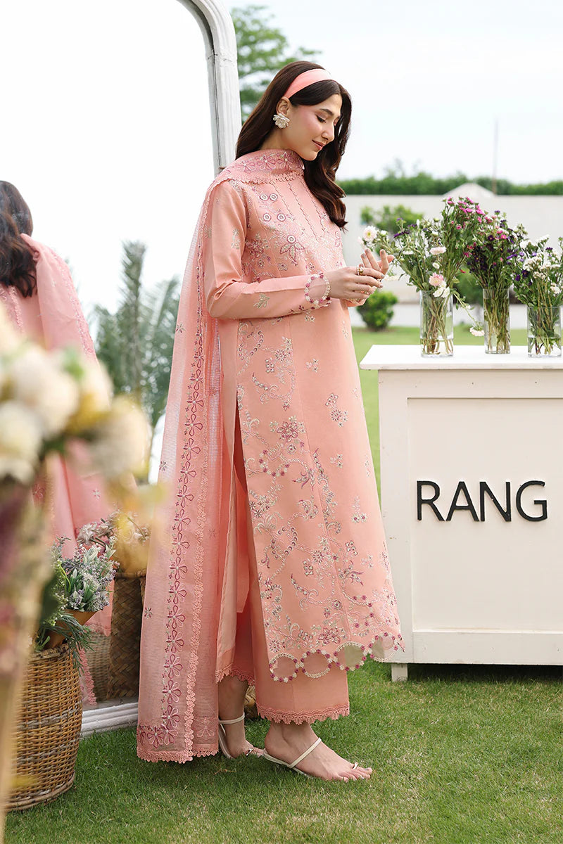 Peach Blossom Embroidered 3-Piece Summer Lawn Suit