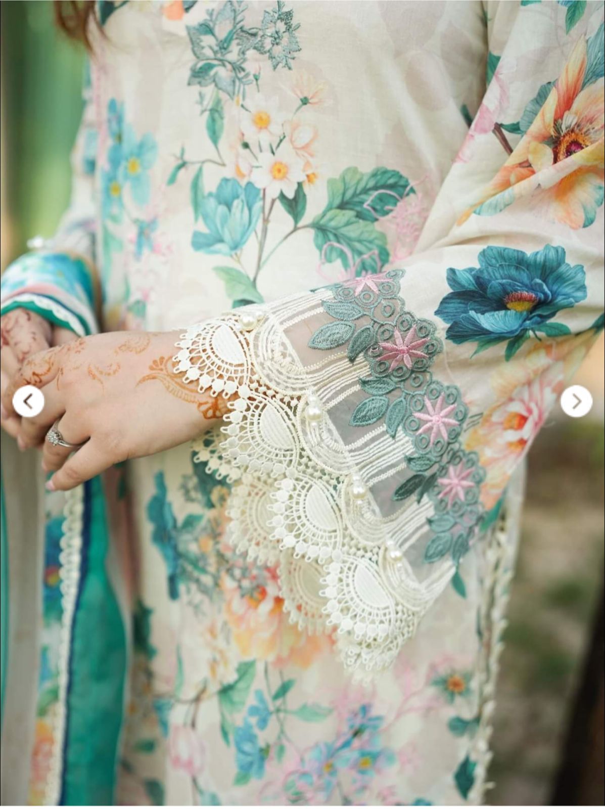 Stitched Lawn Print Emb 3pc Chiffon Duppata