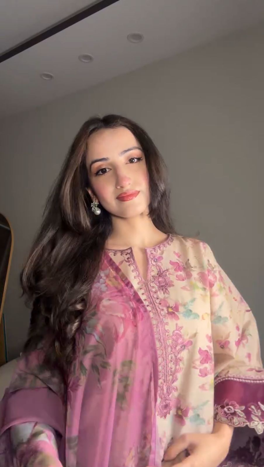 Summer Elegant Floral Printed Embroidered Kurti with Dupatta for Women