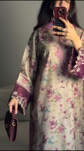 Summer Elegant Floral Printed Embroidered Kurti with Dupatta for Women