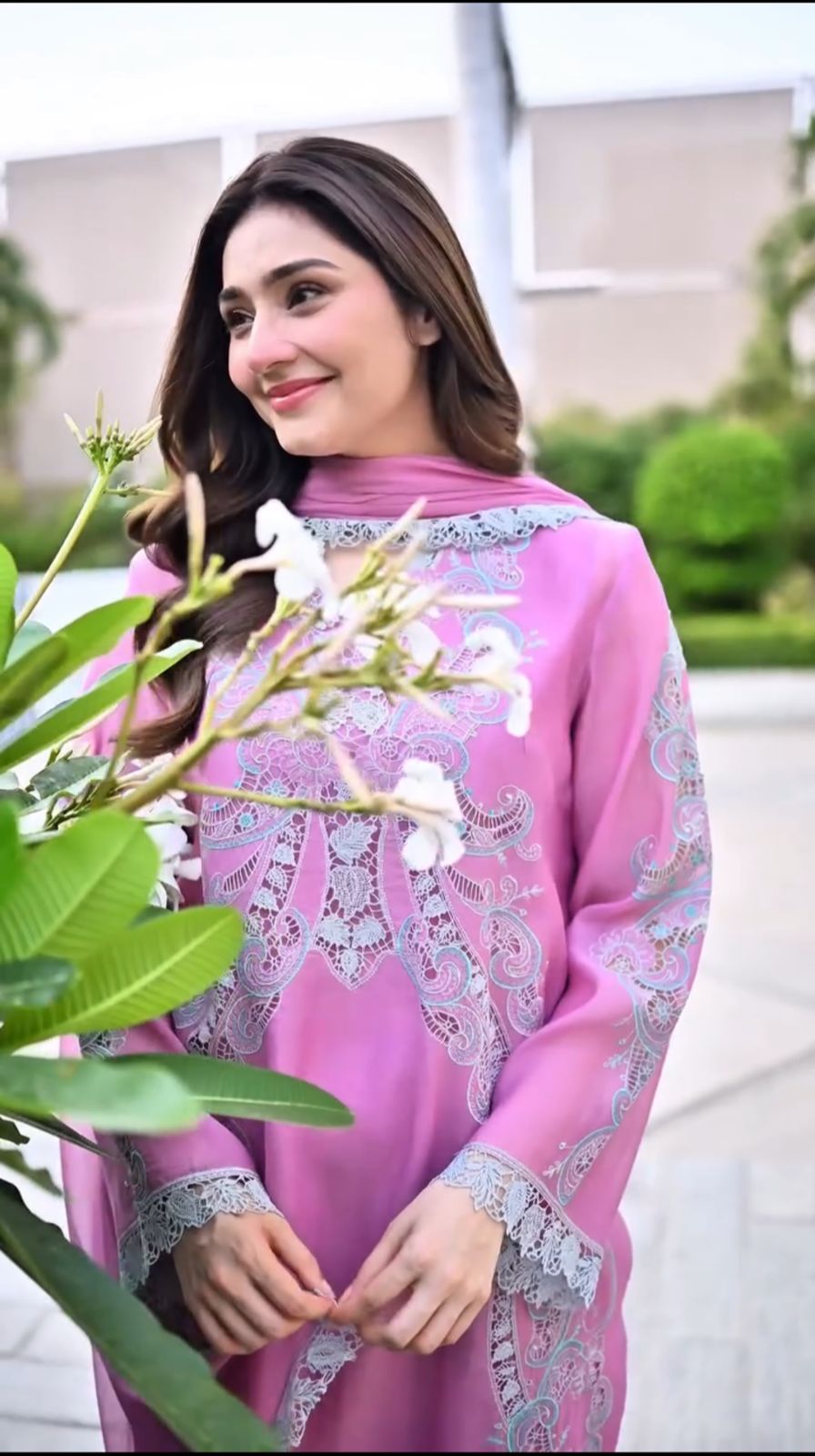 Elegant Pastel Pink Embroidered 3PC Pakistani Suit